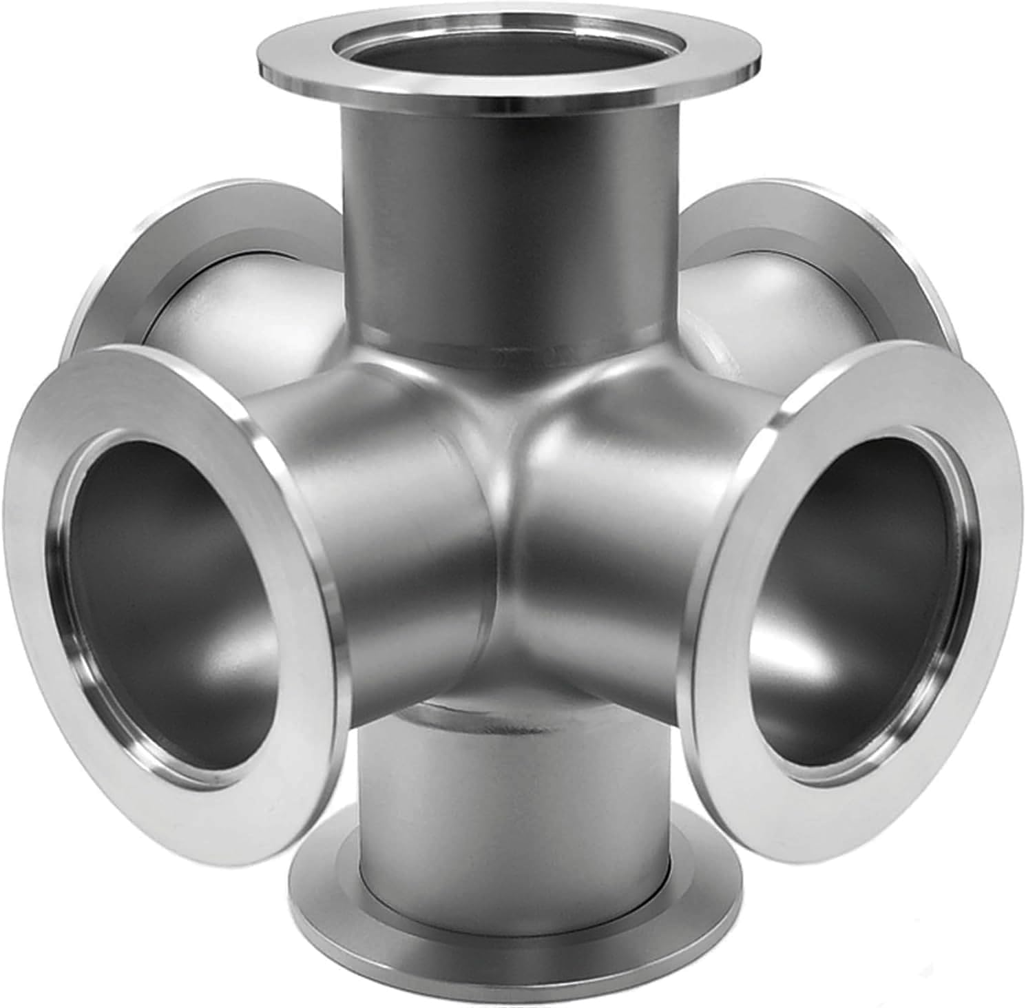 6-Way Cross KF-16 Vacuum Fittings, ISO-KF Flange Size NW-16, Stainless Steel Adapter Vacuum Fitting (KF16)