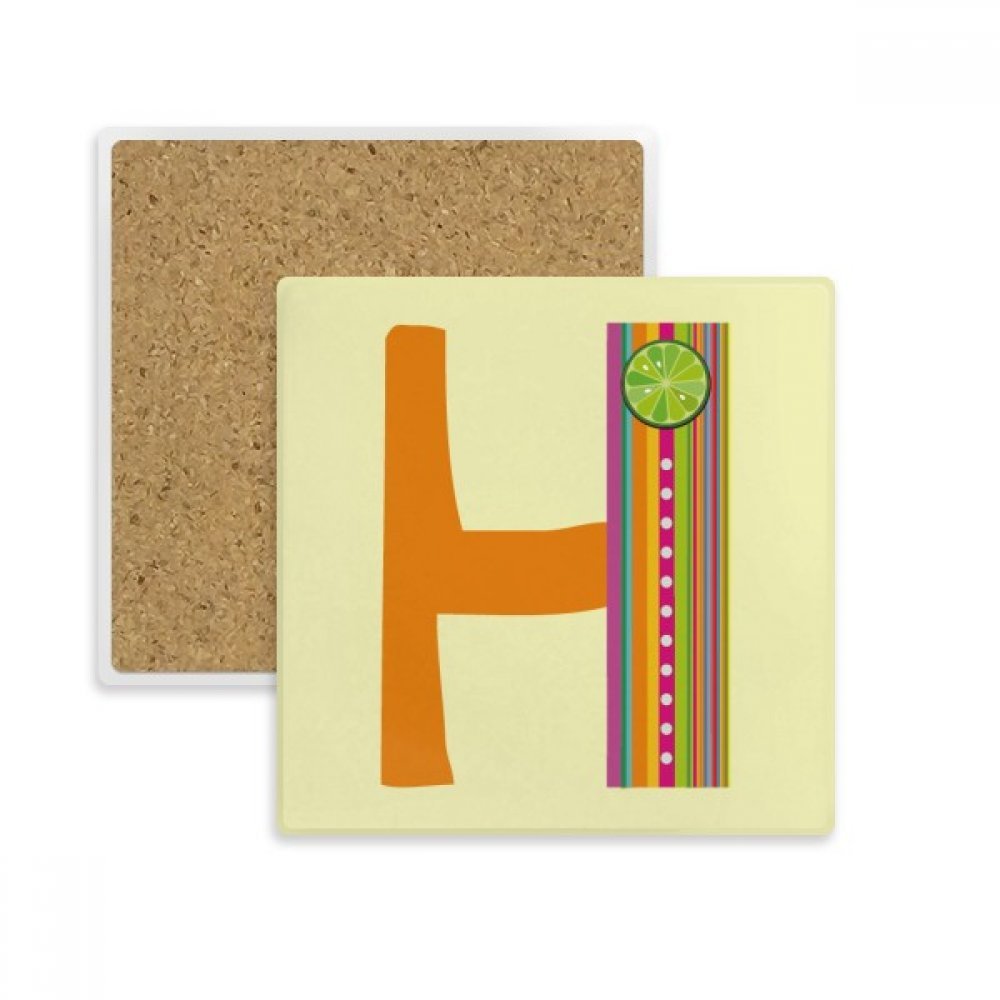 Dessous de Verre H Alphabet Orange Fruit Mignon Motif Carré Multicolor