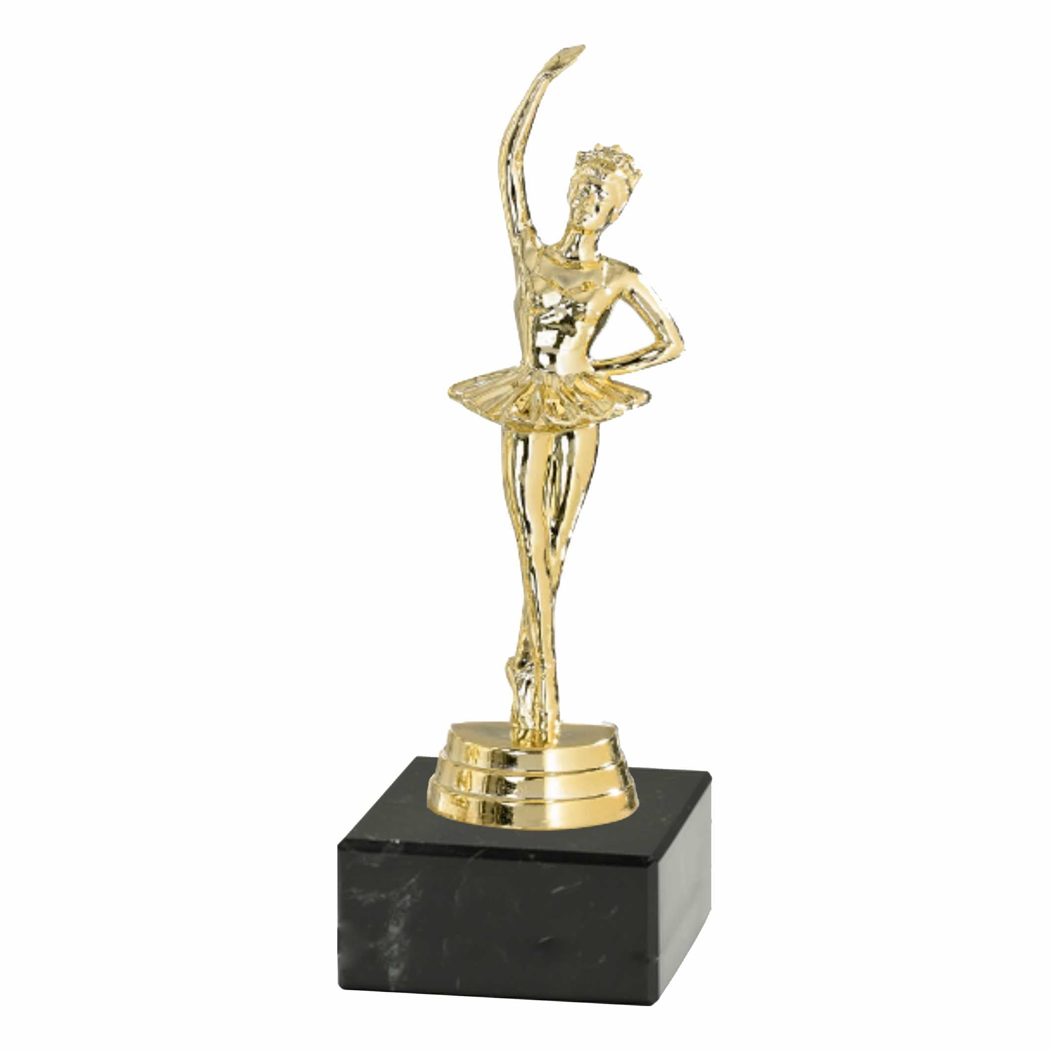 Trofeo Ballo Ballerina Danza Classica in ABS Oro Metallizzato con Base in Marmo Nera
