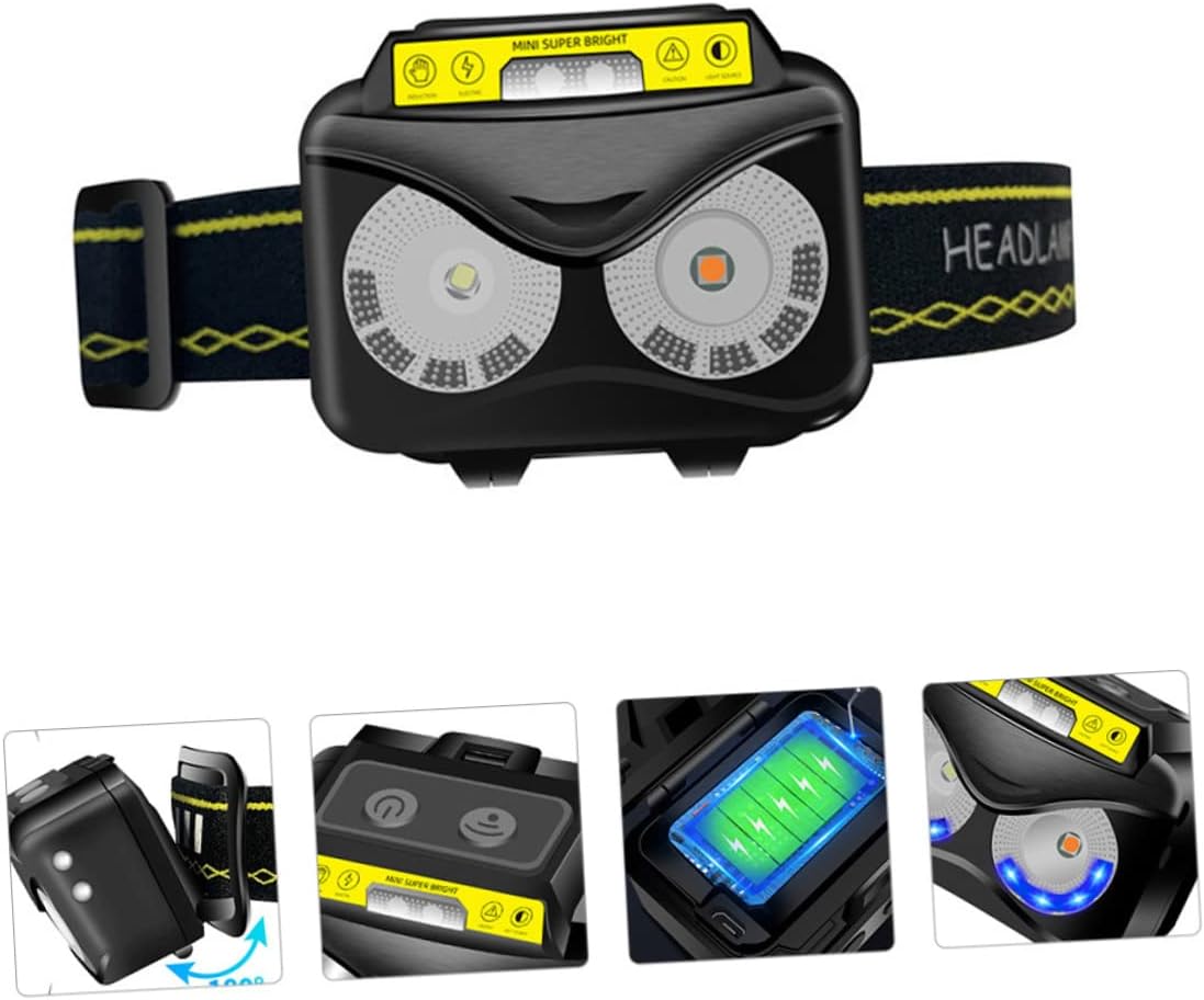 Angoily 2pcs Outdoor Multi-function Led Headlamp Motion Sensor Rechargeable for Fishing Hiking Camping and Night Running Tilt for Focused Light