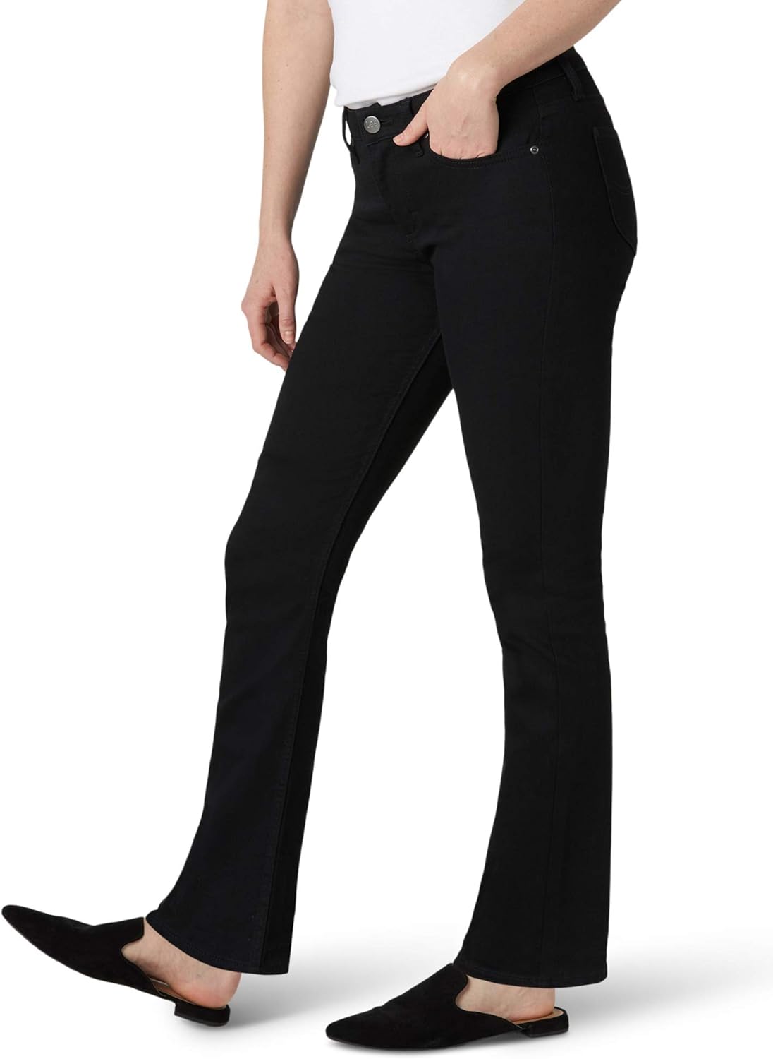 Lee Women's Legendary Mid Rise Straight Leg Jean 16 Long Black