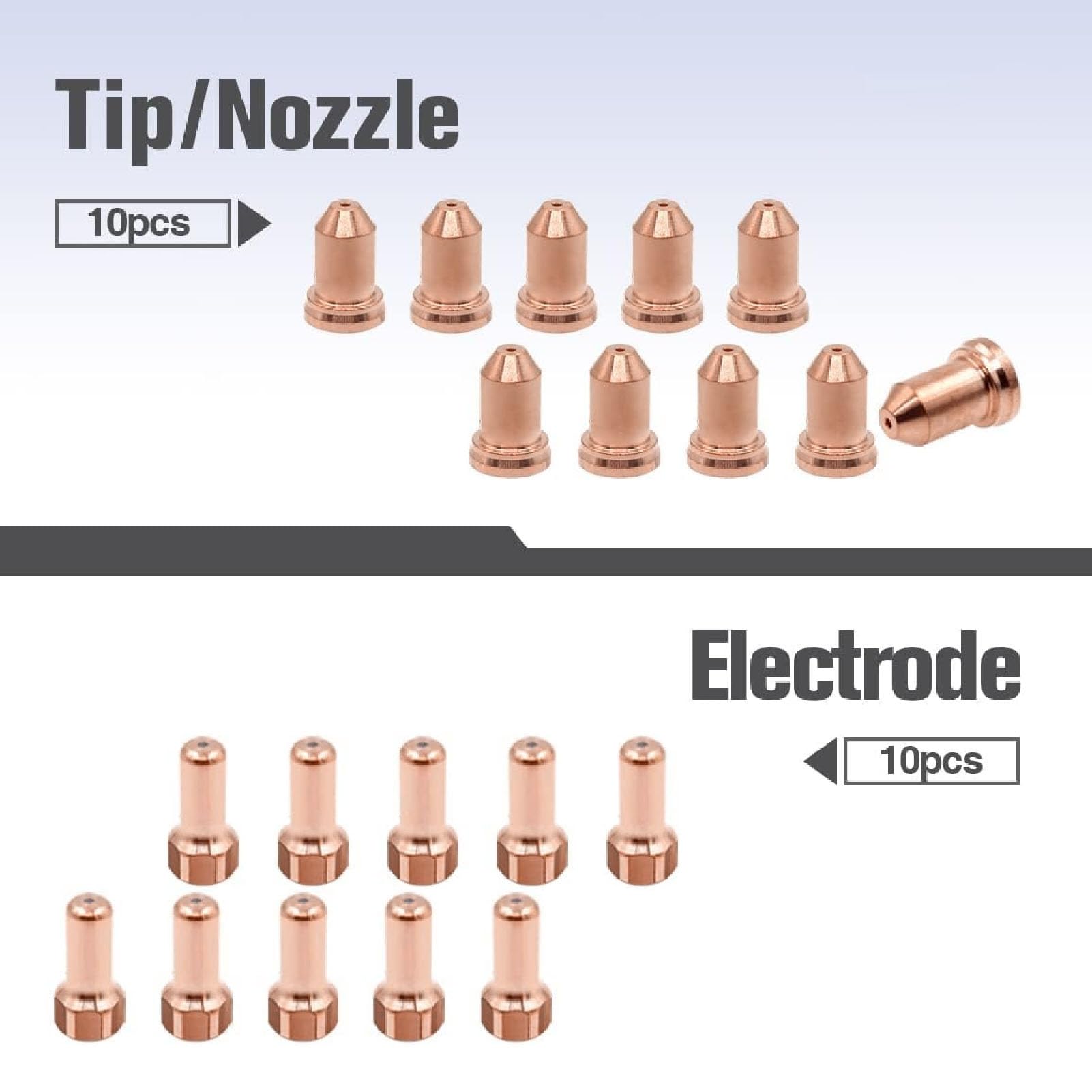 Asixxsix Cutting Nozzle, 20Pcs Plasma Cutting Nozzle Electrode Consumables, Portable High Temperature Resistance Plasma Cutter Consumables for PT 80, IPT 80, PTM 80 Plasma Cutter Torch