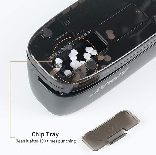 Miniatura 8 de AFMAT - Perforadora eléctrica de tres agujeros resistente, capacidad de perforación de 20 hojas, CA o batería, perforadora sin esfuerzo, perforadora