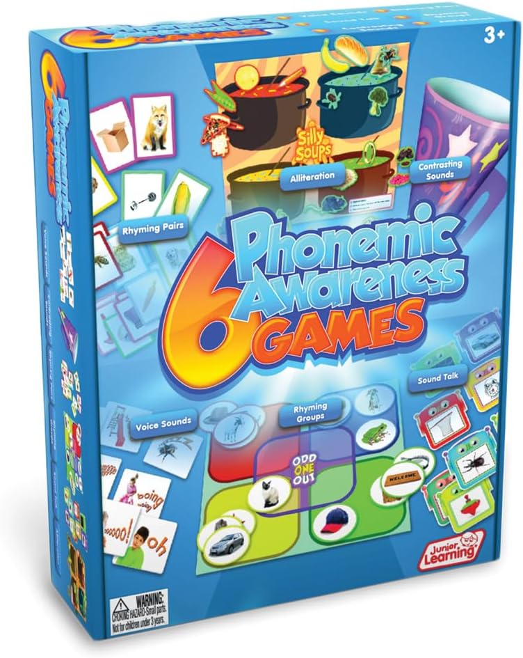 Junior Learning JL409 6 Phonemic Awareness Games Multi, 10.25 H x 2.5 L x 7.75 W