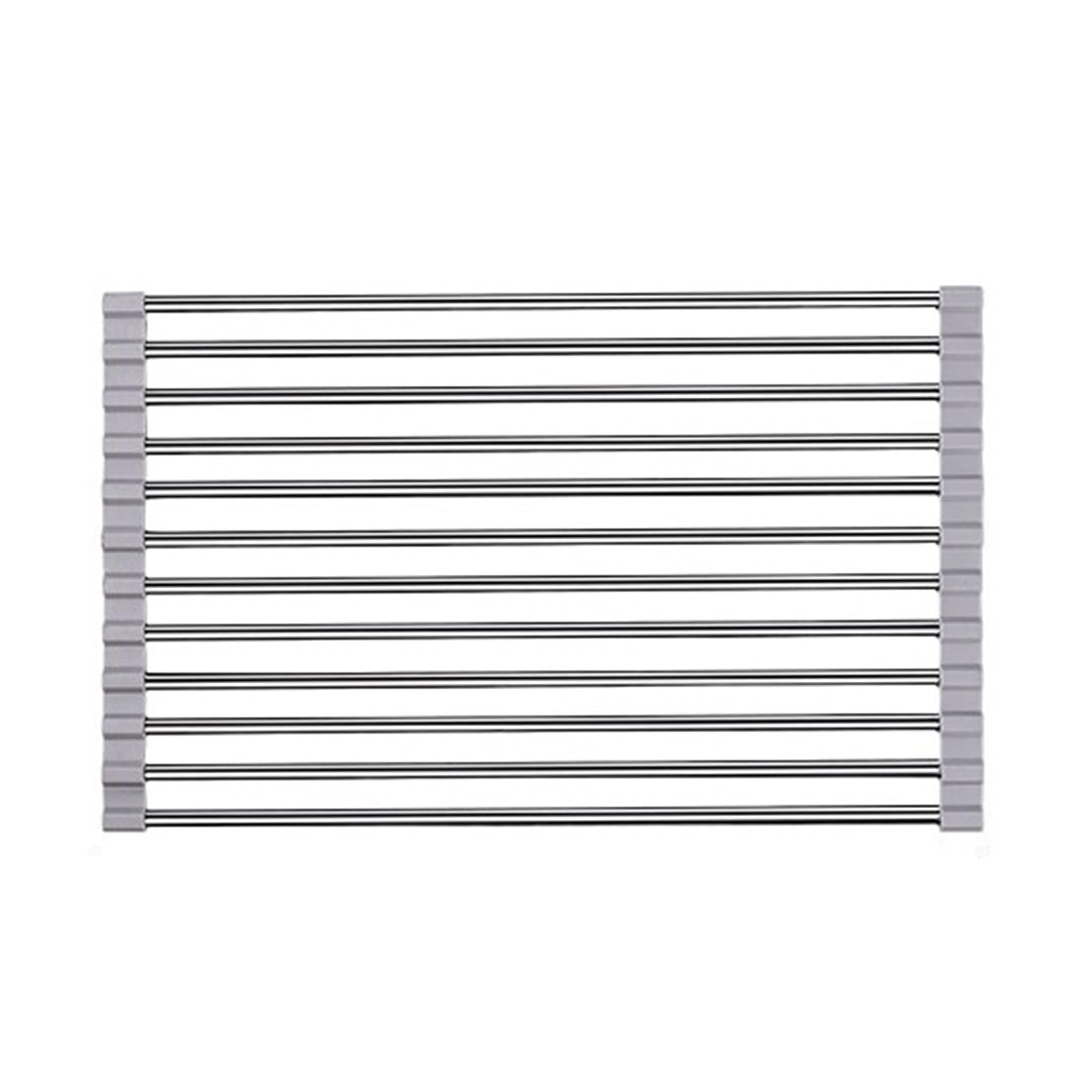 Escurridor de platos de acero inoxidable para fregadero de cocina, escurridor de platos enrollable que ahorra espacio, uso en interiores y fácil de limpiar