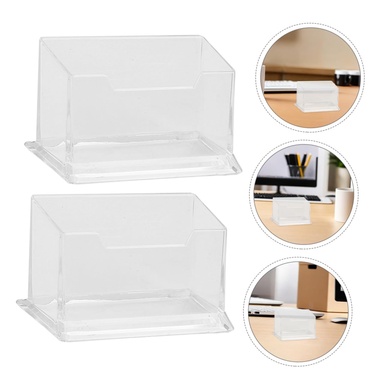 10piezas Tarjeteros Transparentes de Plástico para Escritorio Organizador Vertical de Mesa para Recepción de Oficina Expositor de Tarjetas de Visita
