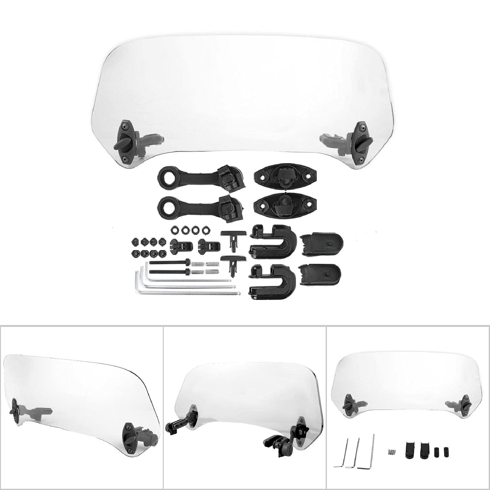 Parabrezza per Moto Universale Parabrezza Universale per Moto Modificato Parabrezza Spoiler Deflettore D'aria (Piccolo stile trasparente)