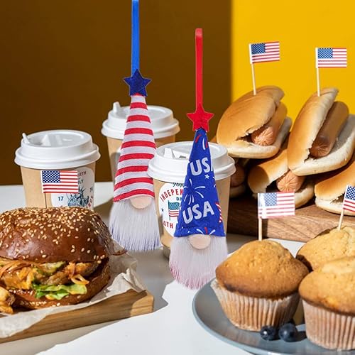 Miniatura 3 de BESTOYARD 3 piezas de gnomo patriótico de peluche, Día de la Independencia Americana, juguete de enano sin cara, adorno de árbol colgante para el 4