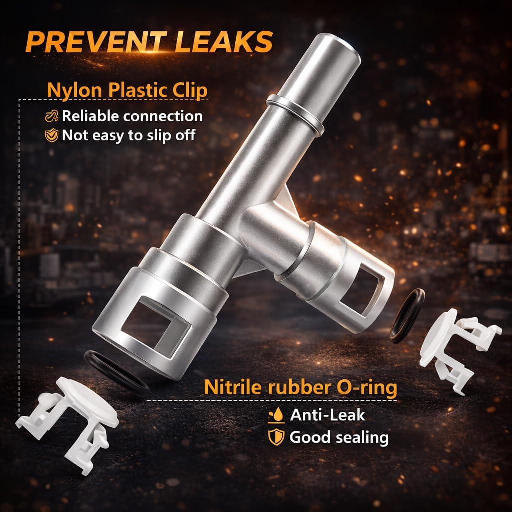 Aluminum Metal HVAC Heater Inlet Hose Tee Connector Compatible with Cadillac Escalade Chevrolet Silverado2007-2014 Suburban 2000-2014 GMC Sierra Yukon Replace# 15055342 800-414HP 800-413HP 15055343