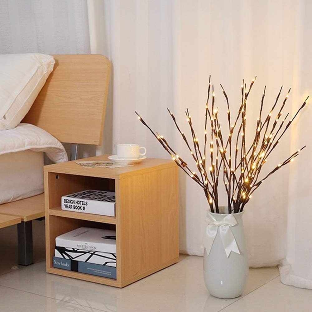 Vanthylit Set of 2 3PK 30" Brown Lighted Twig Stakes 120 Warm White Pathway Light for Outdoor and Indoor (Vase Excluded)