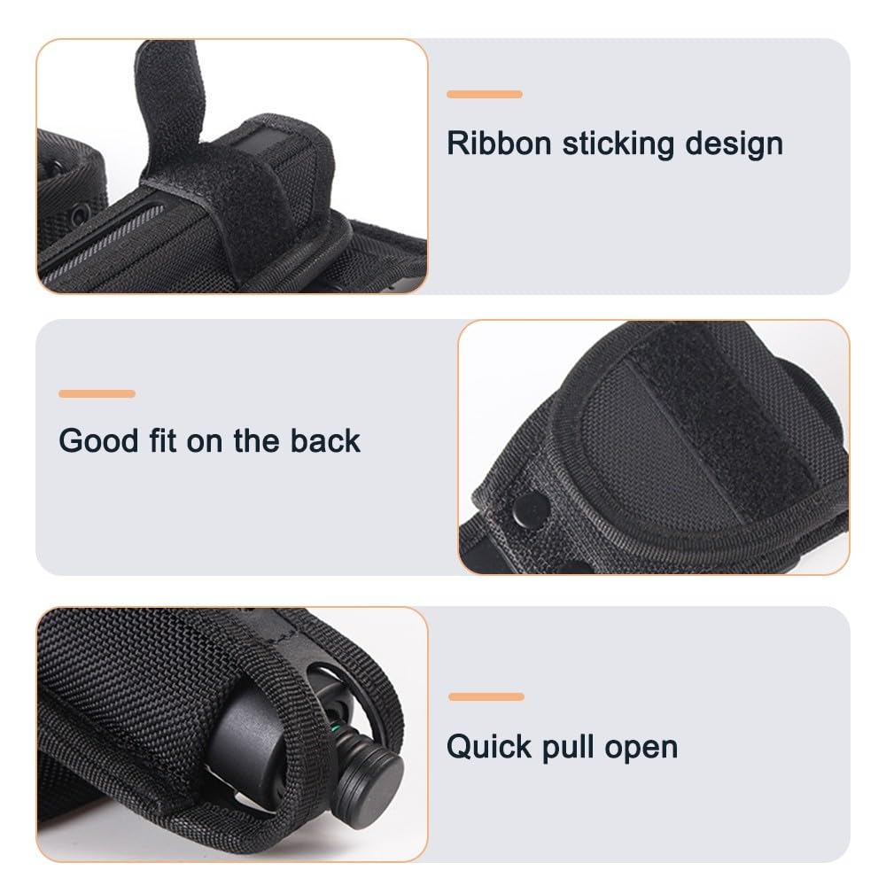 MiOYOOW Porta Manganello, Baton Pouch Telescopico per Torcia Elettrica Girevole a 360°, Sgancio Rapido, Fondine per Bastone Portatile per Caccia, Campeggio, Pesca