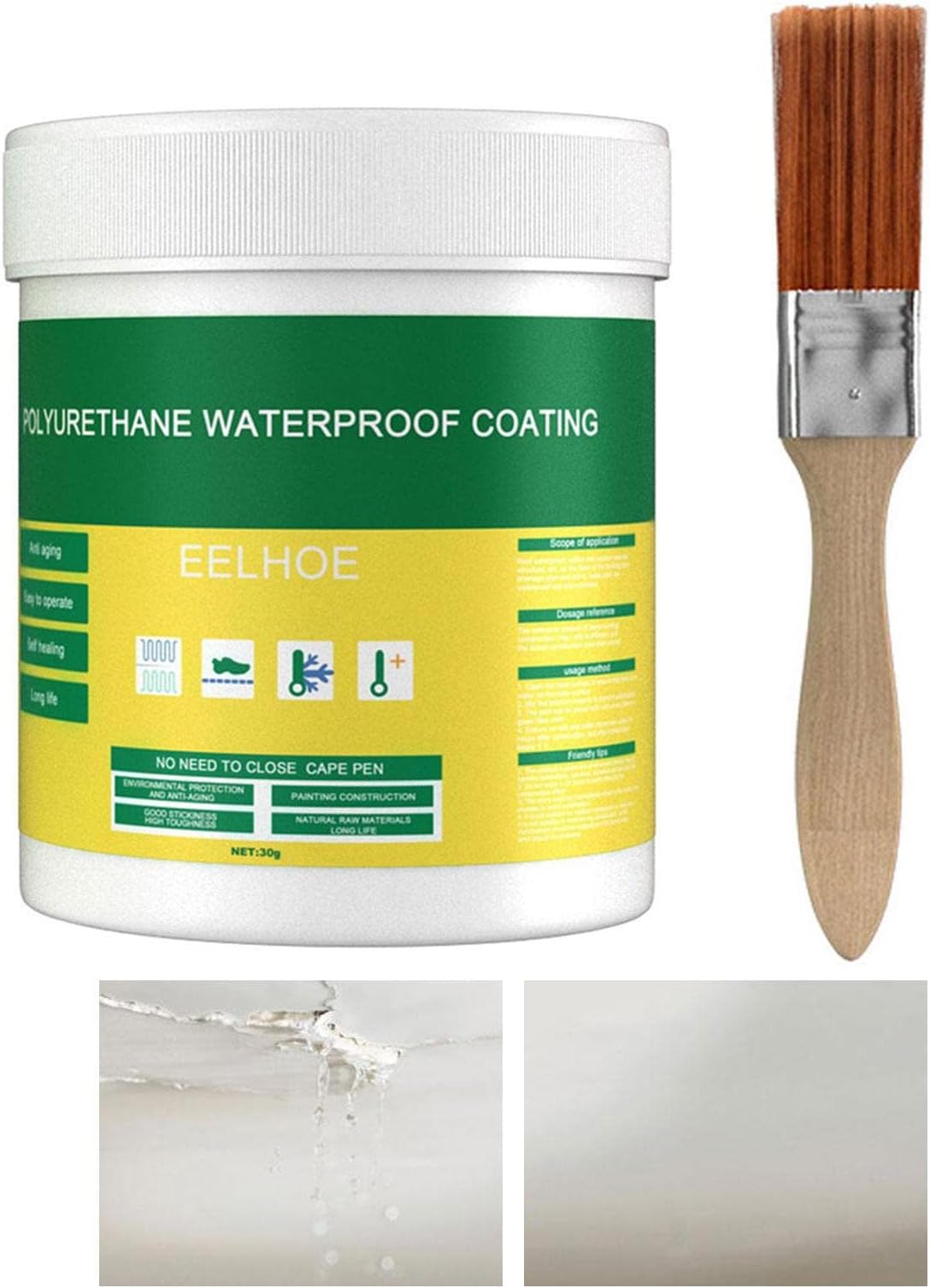 Pool Leak Sealer, Wall Repair Paste, Waterproof Deck Coating, Invisible Waterproof Agent &, Waterproof Seal, No Pounding Brick Leakage, Super Strong Adhesive Seal Coating, Multi-Surface Leak