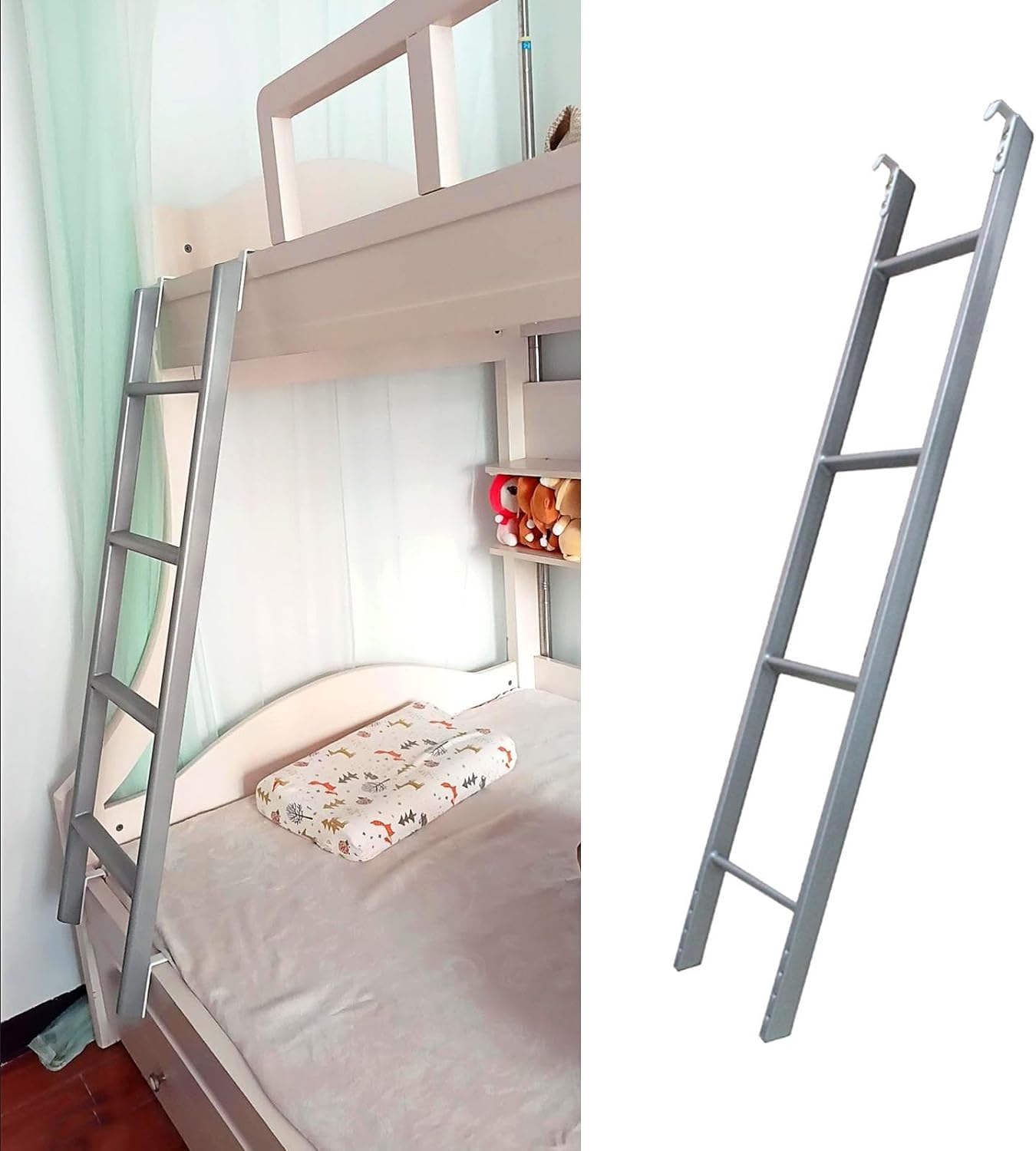 Escalera metálica Plateada para literas, Escalera de Repuesto de 4 o 5 peldaños para autocaravanas con techos Inclinados (tamaño: 130 cm)