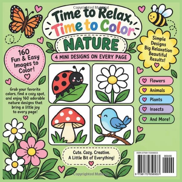 Time to Relax, Time to Color: Nature: Nature Edition — 160 Cute Mini Pictures of Animals, Flowers, and Woodland Scenes to Color for Relaxation and Fun image 3