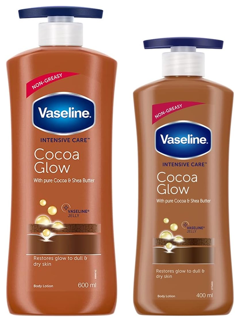 Cocoa Glow Body Lotion, 600ml & Intensive Care 24 Hr Nourishing Cocoa Glow Body Lotion With Cocoa & Shea Butter, Restores Glow For All Skin Type, 400ml