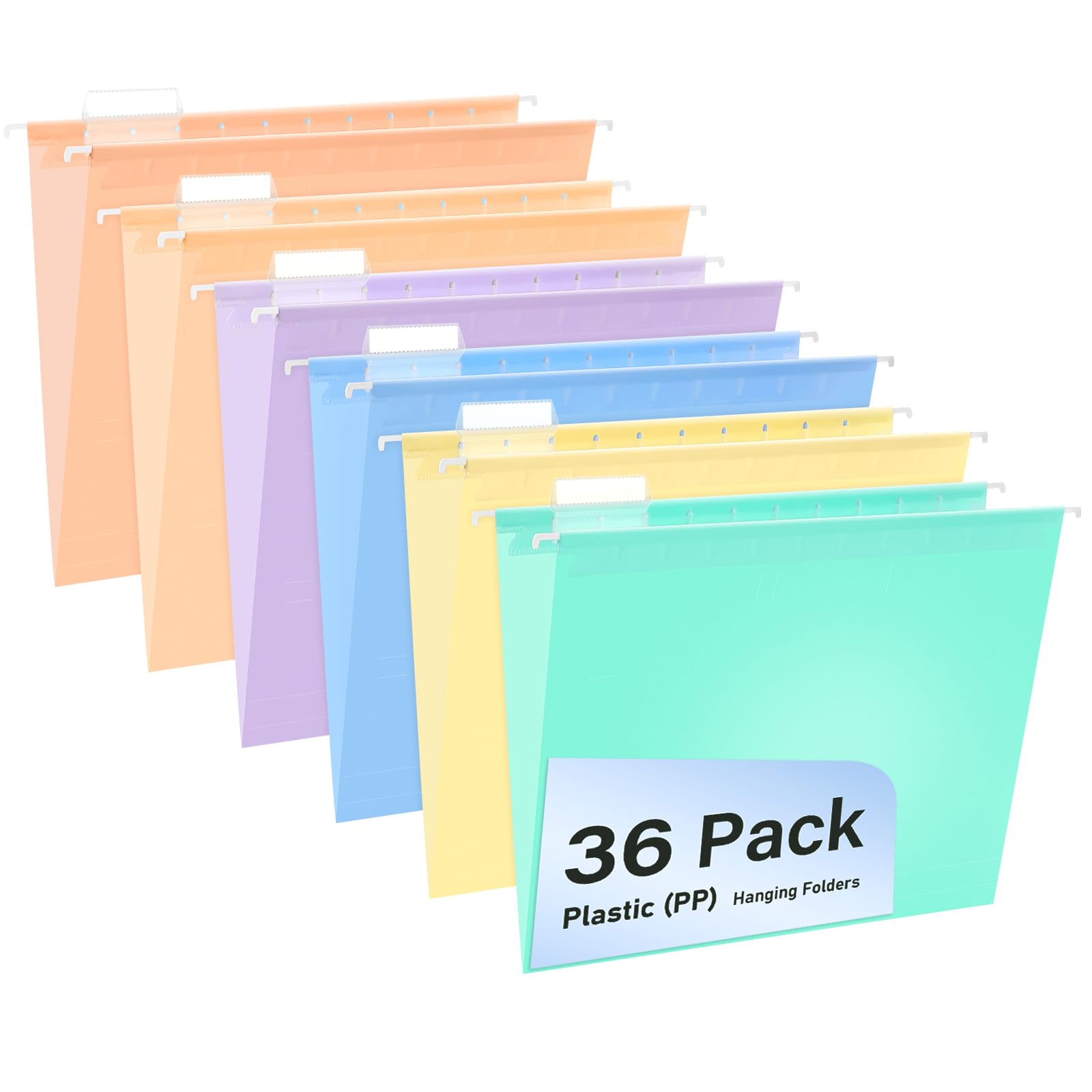 Lot de 6 dossiers suspendus en plastique, format lettre, solides et durables, onglets de coupe 1/5, pour fichiers volumineux, classement au bureau et à la maison (36, couleur macaron)