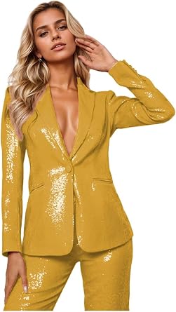 Sequin Womens Suit 2 Piece Sparkly Glitter Suits for Women Shiny Club Night Suits