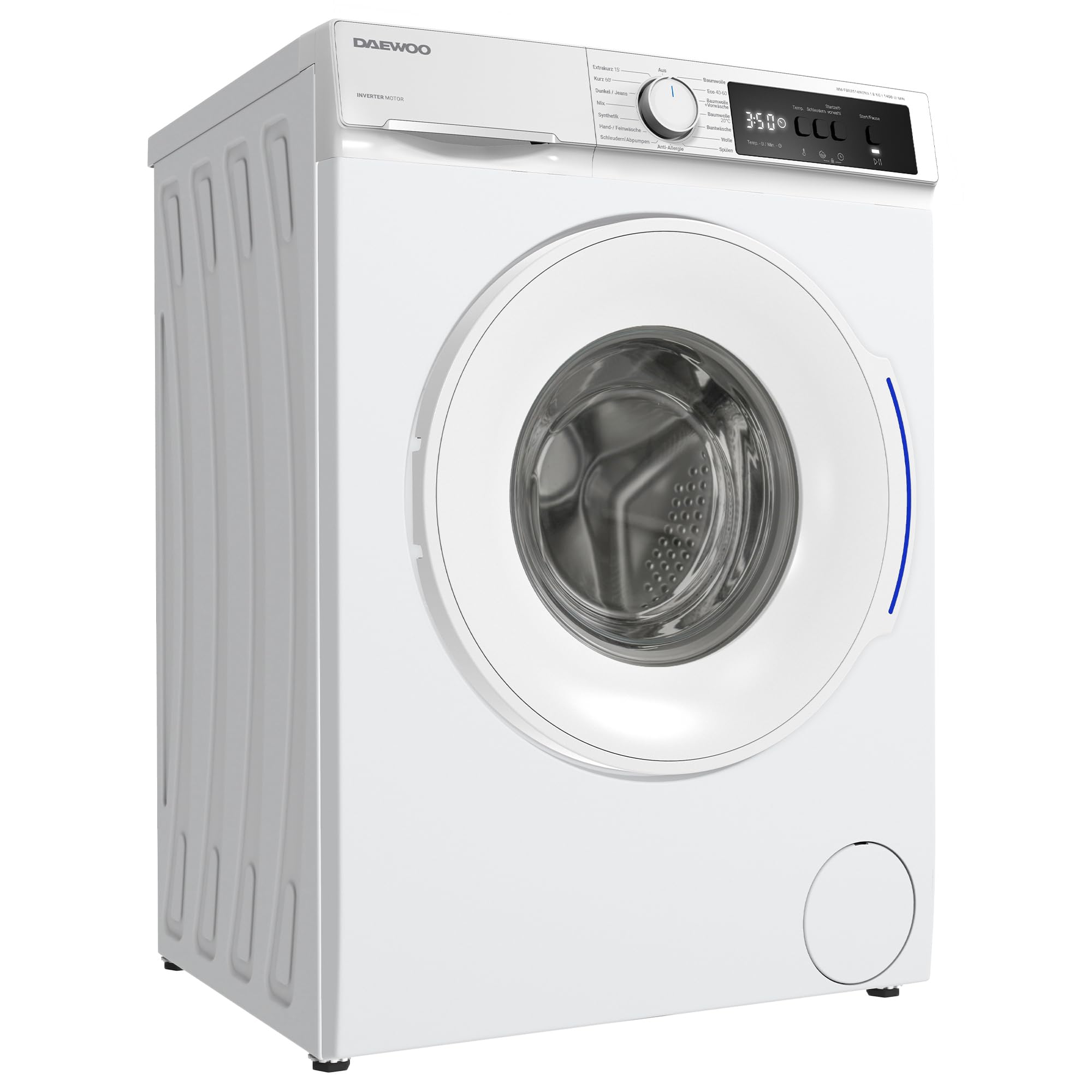 Daewoo WM-FBR8514W0NA-DE Waschmaschine Frontlader, A, 8kg, 1400 U/min., 15 Programme mit Kurzprogramm, AquaStop, Weiß (8 kg)