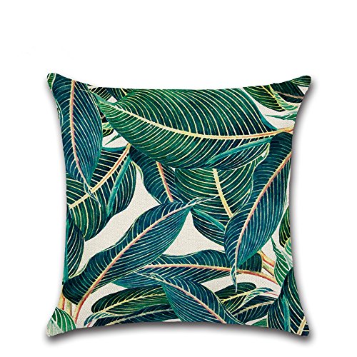 Outflower Ropa de Cama Funda de Almohada Planta Tropical Funda de Almohada Funda de Cojín Decoración para el Hogar Funda de Almohada de Paisaje Natural (45 * 45cm) Solo Fundas de Almohada