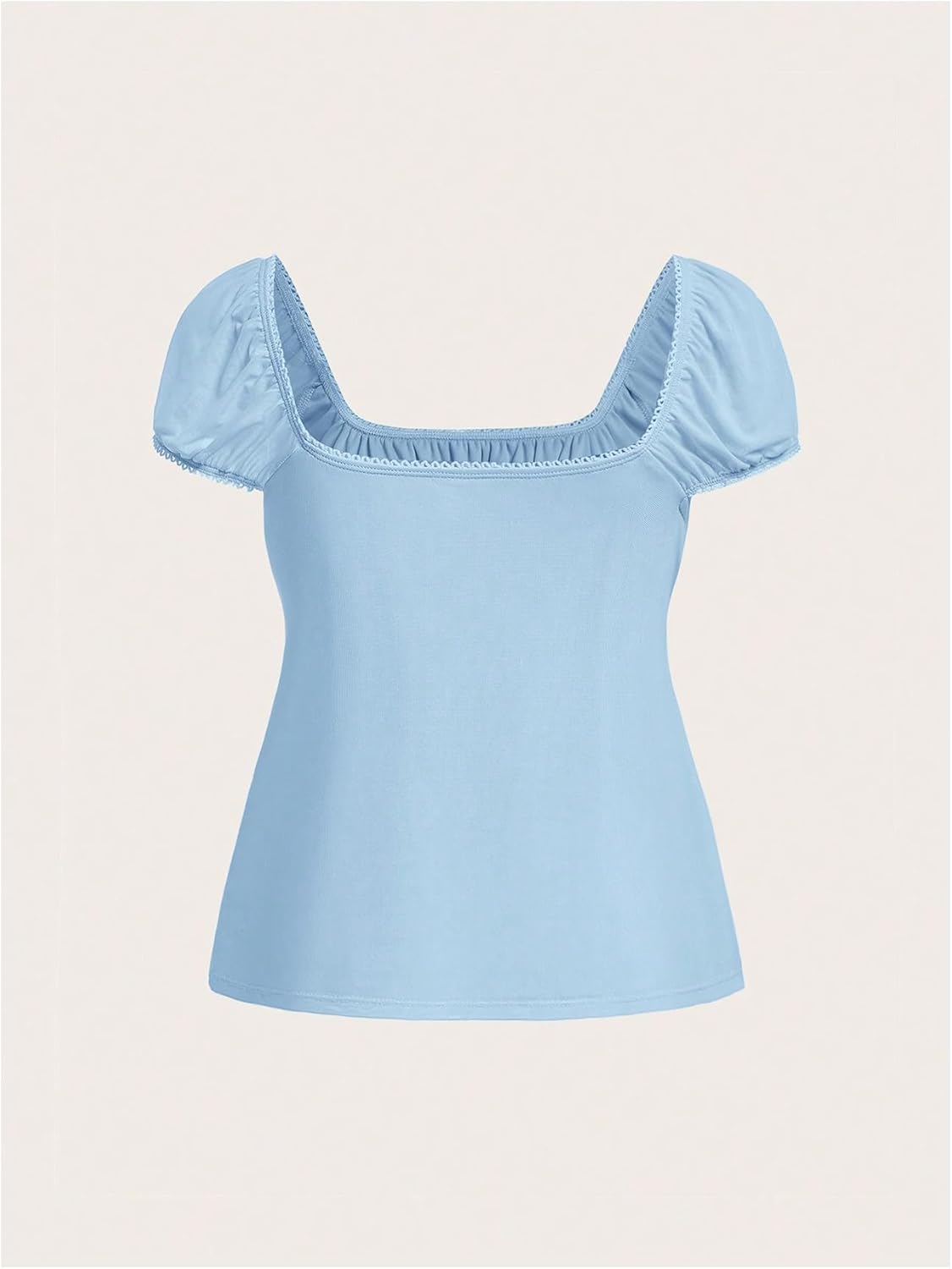 SOLY HUX Women's Square Neck Short Sleeve Peplum Tops Tie Front Summer Teen Girls Babydoll Top T Shirt - Image 3