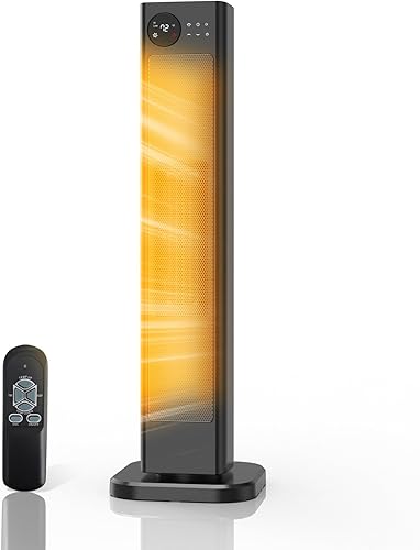 Tower Heater for Large Room 1500W Space Heater with Thermostat Remote 70° Oscillation Child Safety Lock 12H Timer