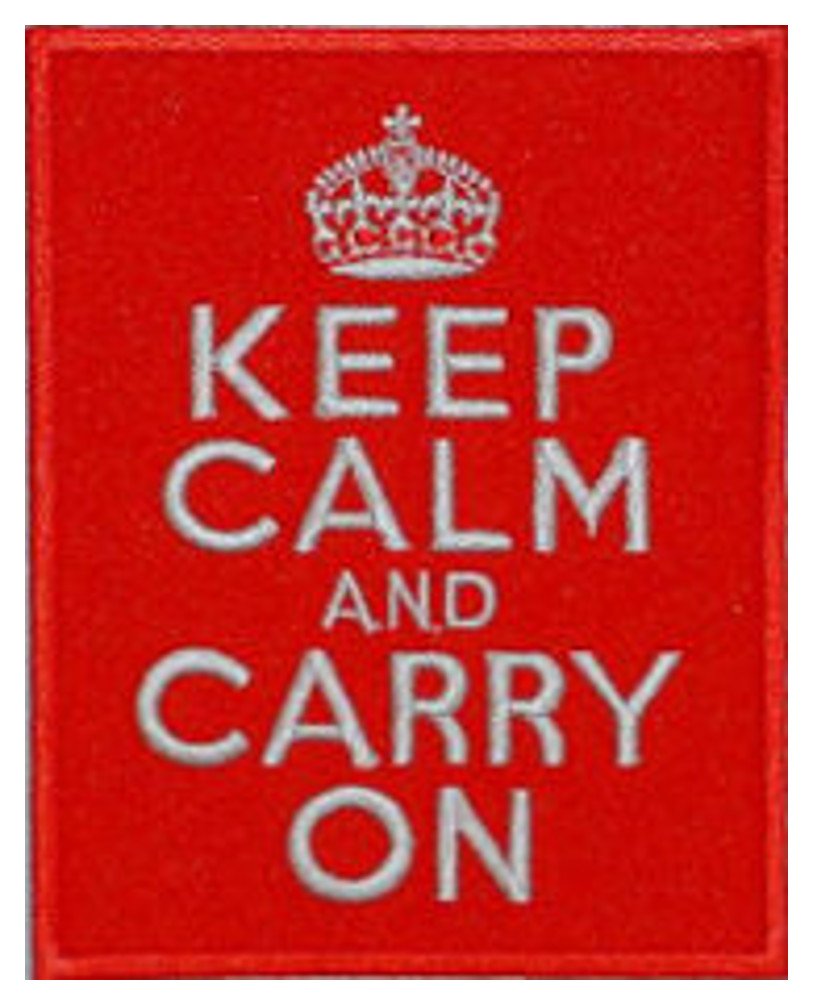 Klicnow Red/Whitr Keep Calm And Carry On Embroide Patch 8Cm X 10Cm (3