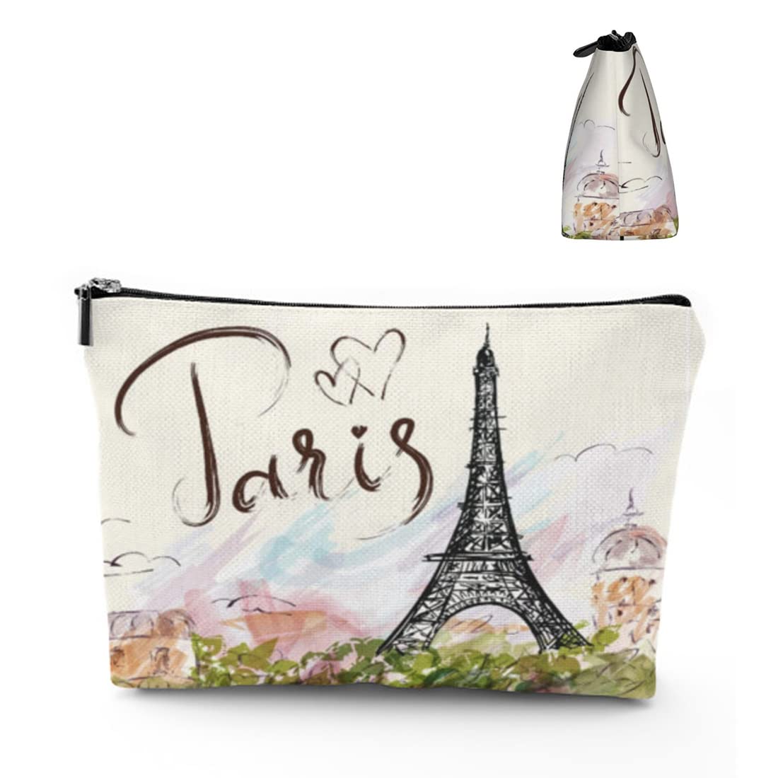 Fantastic Eiffel Tower Paris Romantic France Makeup Bag Large Capacity Portable Toiletries, Cosmetic Bag Pouch for Women, Travel Make Up Bag Organizer
