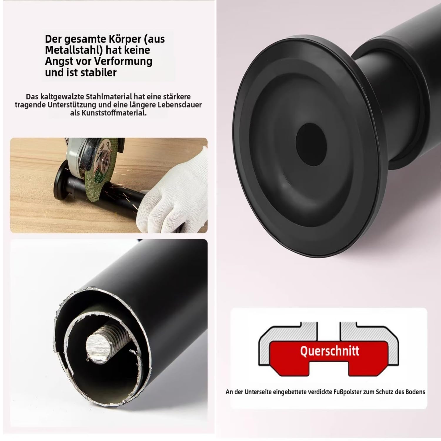 Patas ajustables de metal para muebles, patas de cama de acero inoxidable en forma de T, resistentes para centro de cama, patas de repuesto para sofás, sillas acolchadas (negro, 38-55 cm/4