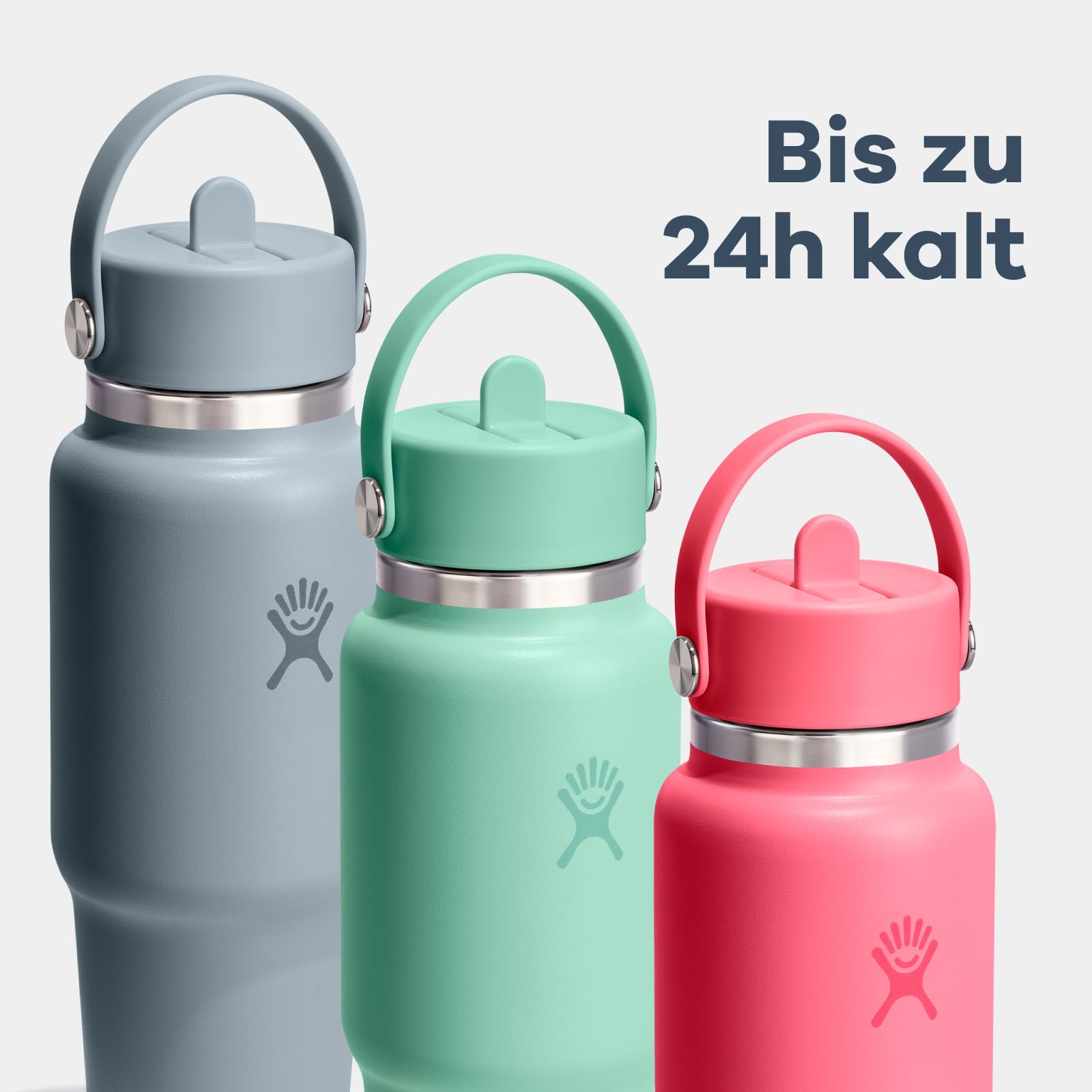 Hydro Flask – Wide Flex Straw Travel Bottle 710 ml (24 oz) – Auslaufsicher, isoliert, passend für Becherhalter – Hält Getränke 24 Std. kalt – Flex Strohhalmdeckel – Mermaid Green