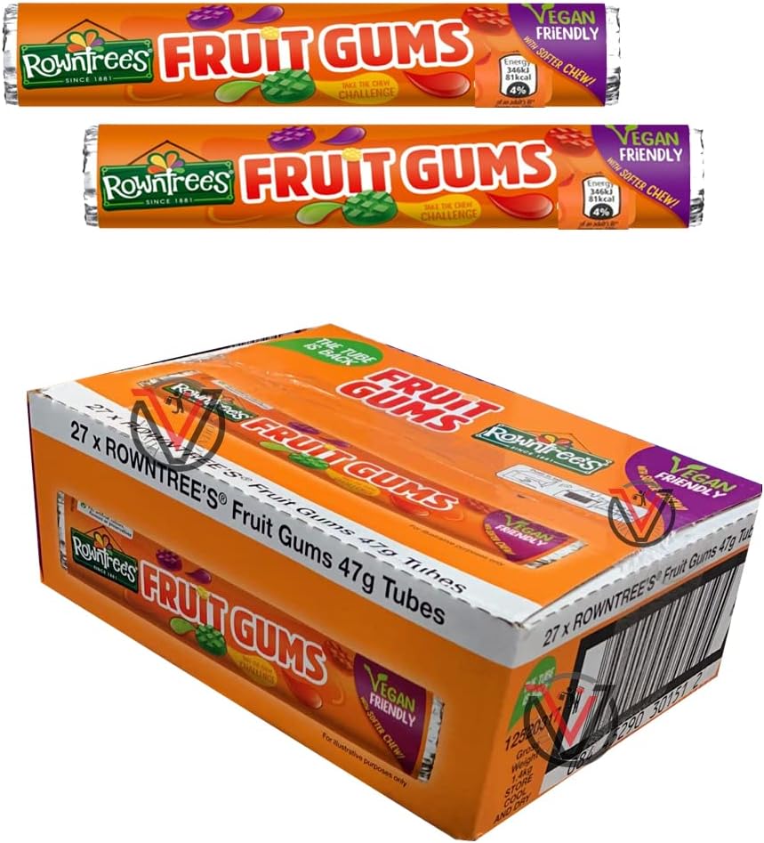 ROWNTREE'S Fruit Gums Sweets Vegan Friendly Tube Sweet 47g Pick any Number Of Tubes Amazon