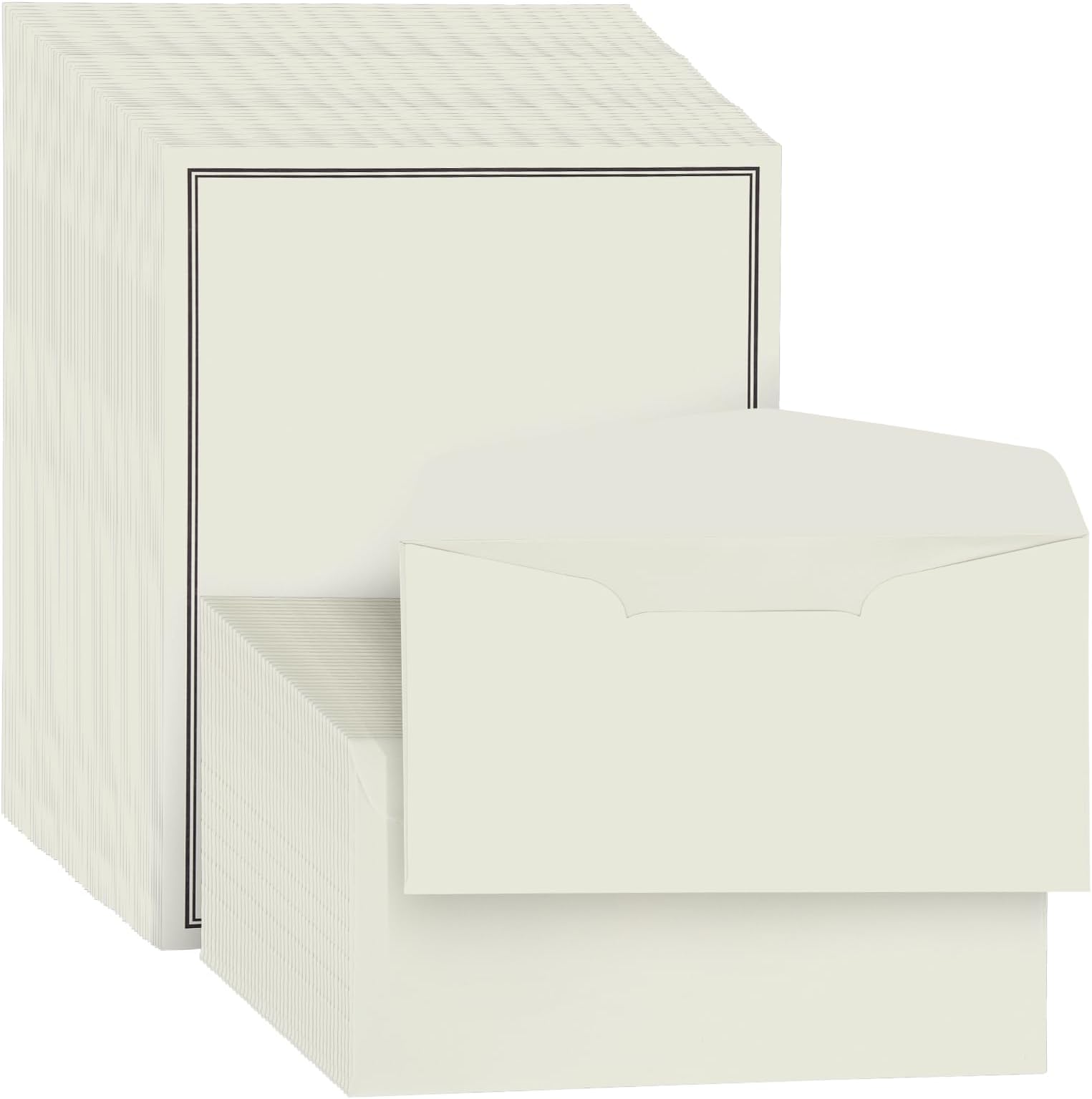 XXINMOH 72 Pieces Stationery Set with Envelopes (48 Paper Sheets + 24 Envelopes) for Letter Writing, Black Border Design Stationery Paper Sheets and Envelope