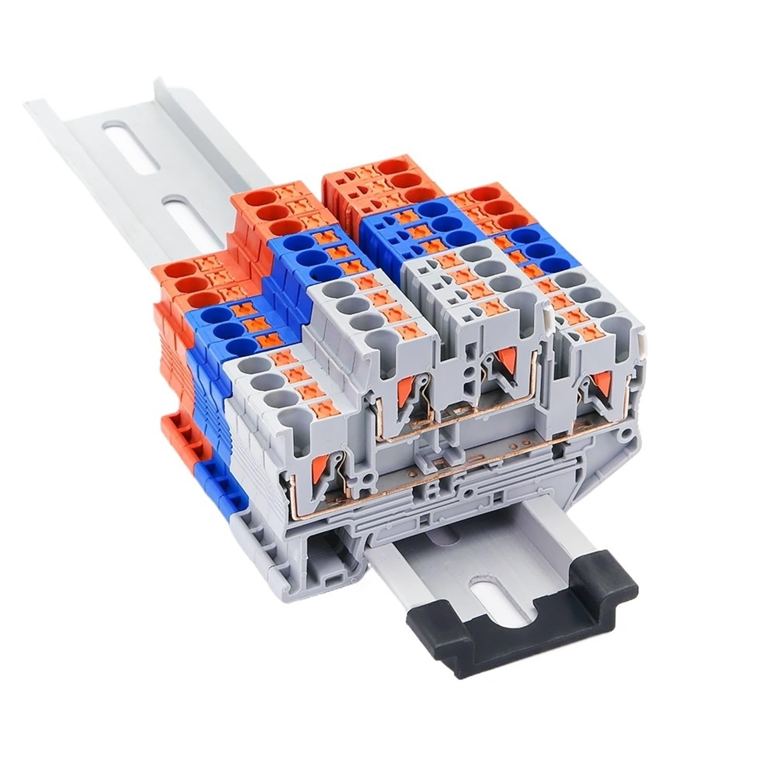 10 sztuk PTTB-2.5 blok zacisków szyny DIN 4 kolory złącze elektryczne dwuwarstwowy sprężynowy przewód połączeniowy przewód PTTB2.5 (pomarańczowy)