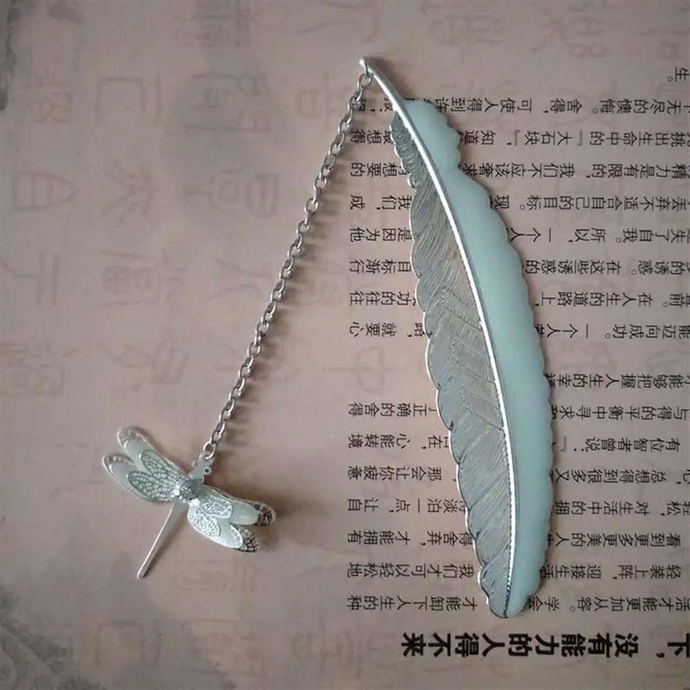 Segnalibri luminosi in metallo con piuma e ciondolo drago volante vintage segna libro per insegnanti regalo bellissimi accessori per libri (* 10)