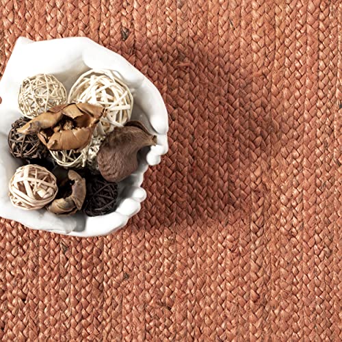 Image of Natural Jute Rounds Rug - Vibrant Color Handwoven Area Carpet for Living Room, Bedroom & Boho Decor - Eco-Friendly Circular Mat - Multiple Sizes & Colors -(Rust, 3x3 feet