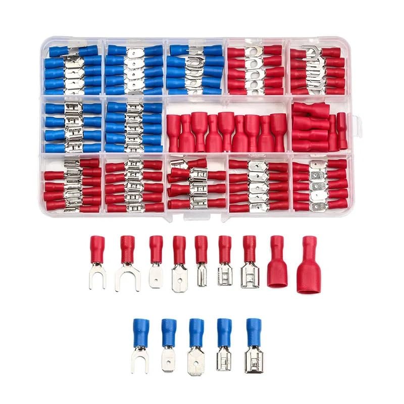 Lot de 100 cosses froides isolées assorties - Connecteurs de cosses en U - Pour câble électrique