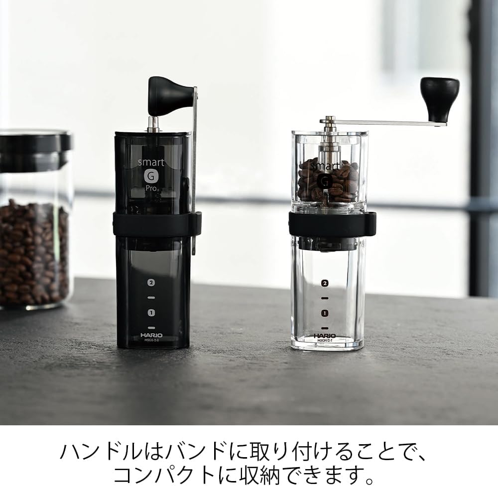 HARIO MSGS-2-B Smart G PRO Coffee Grinder, 0.8 oz (24 g), Transparent Black, Stainless Steel Blade, Disassemblable, Compact