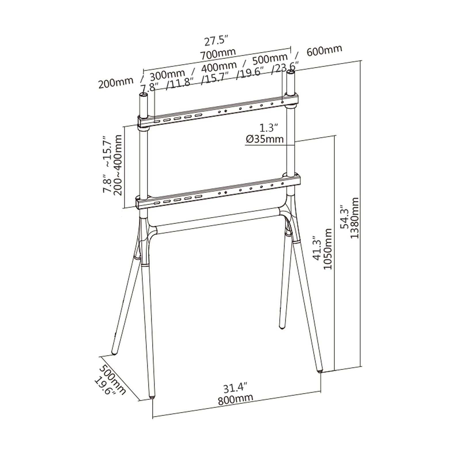 Supporto per TV Stand da terra TV Creativo Stand artistico in legno Stand Mobile TV Stand for da 49 "a 70" Tvs Robusta Base in legno Robusto Basamento universale TOP TELA STANDS con corda di sicurezza