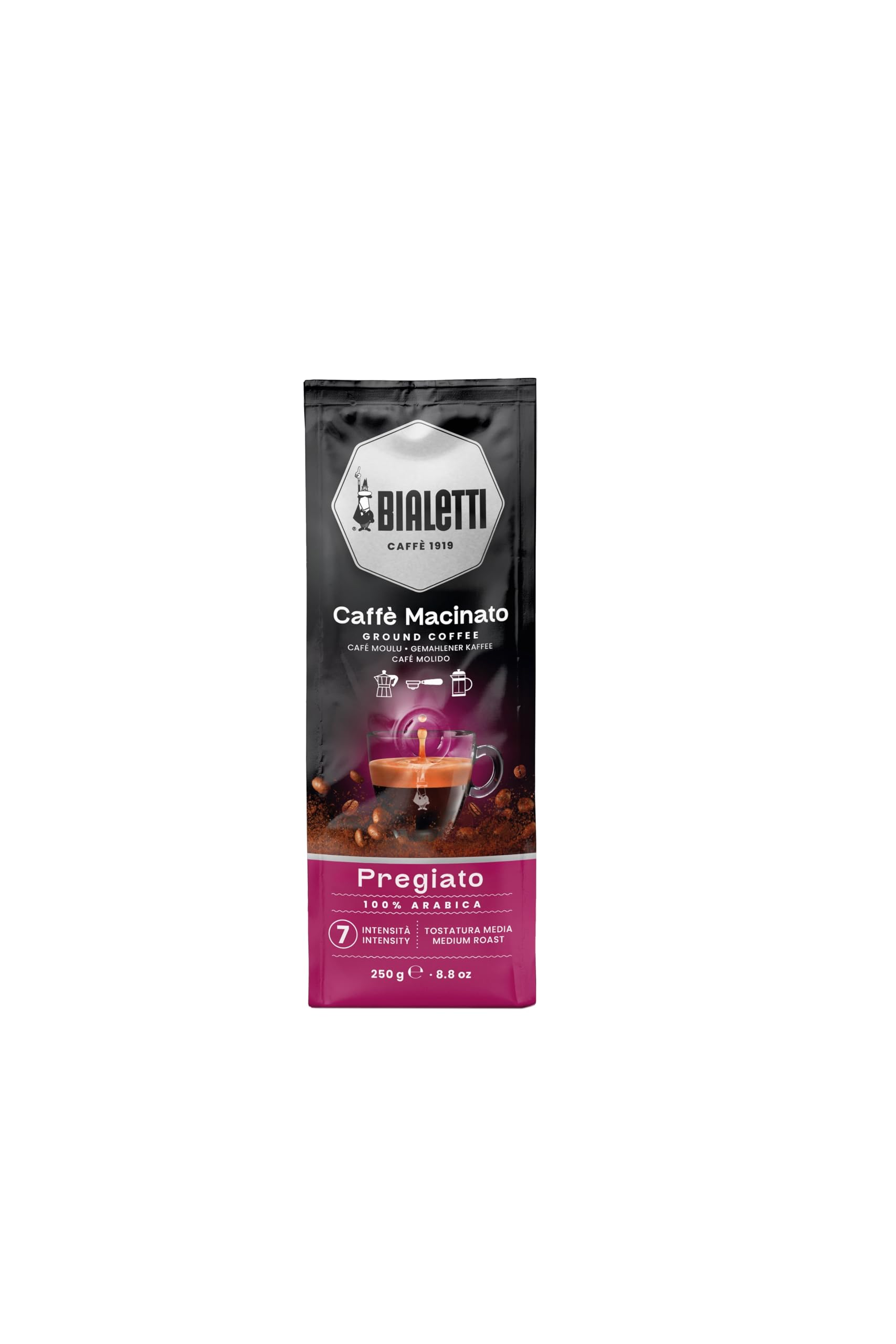 Bialetti Moka Intenso Ground Coffee, Medium Roast, 250g