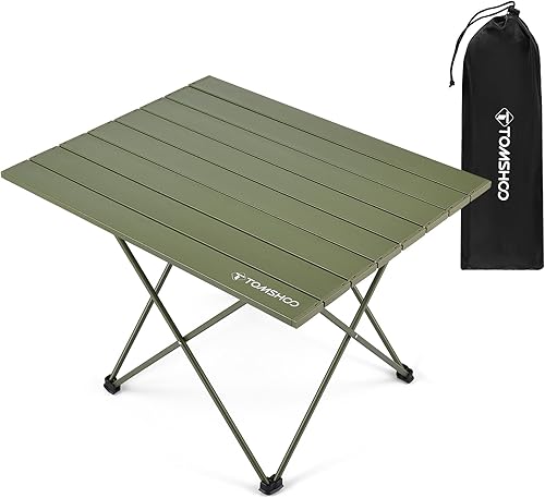 TOMSHOO Mesa de camping plegable portátil con bolsa de transporte, mesa plegable ligera de aluminio para senderismo al aire libre, picnic, barbacoa