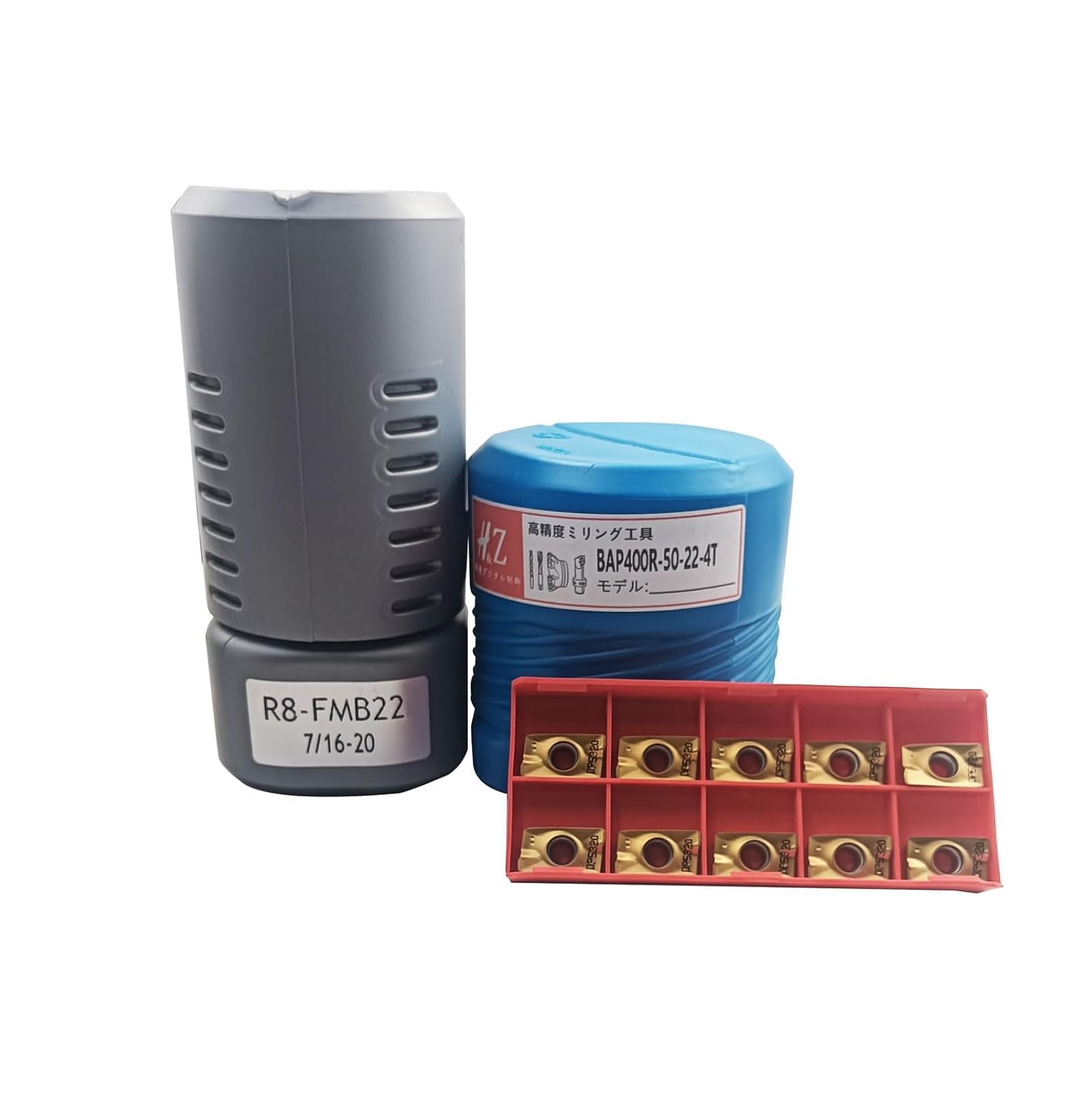 50mm R8-FMB22 Halterverlängerung Stirnfräser mit 400R-50-22 Planfräse 10 Stück APMT1604PDER-DP Hartmetall-Wendeschneidplatten + T15 Schlüssel für CNC-Maschinen, Metallbearbeitung