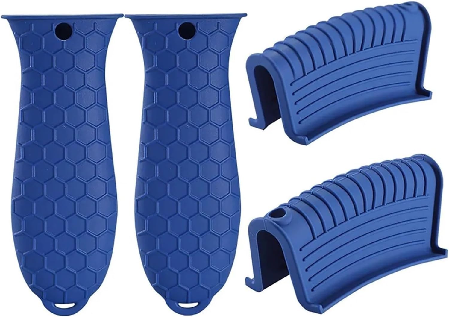 Silicone Cast Iron Handle Cover 4 Pcs Silicone Potholders Hot Handle Holder Assist Pot for Cast Iron Skillets and Traditional Pots - Blue