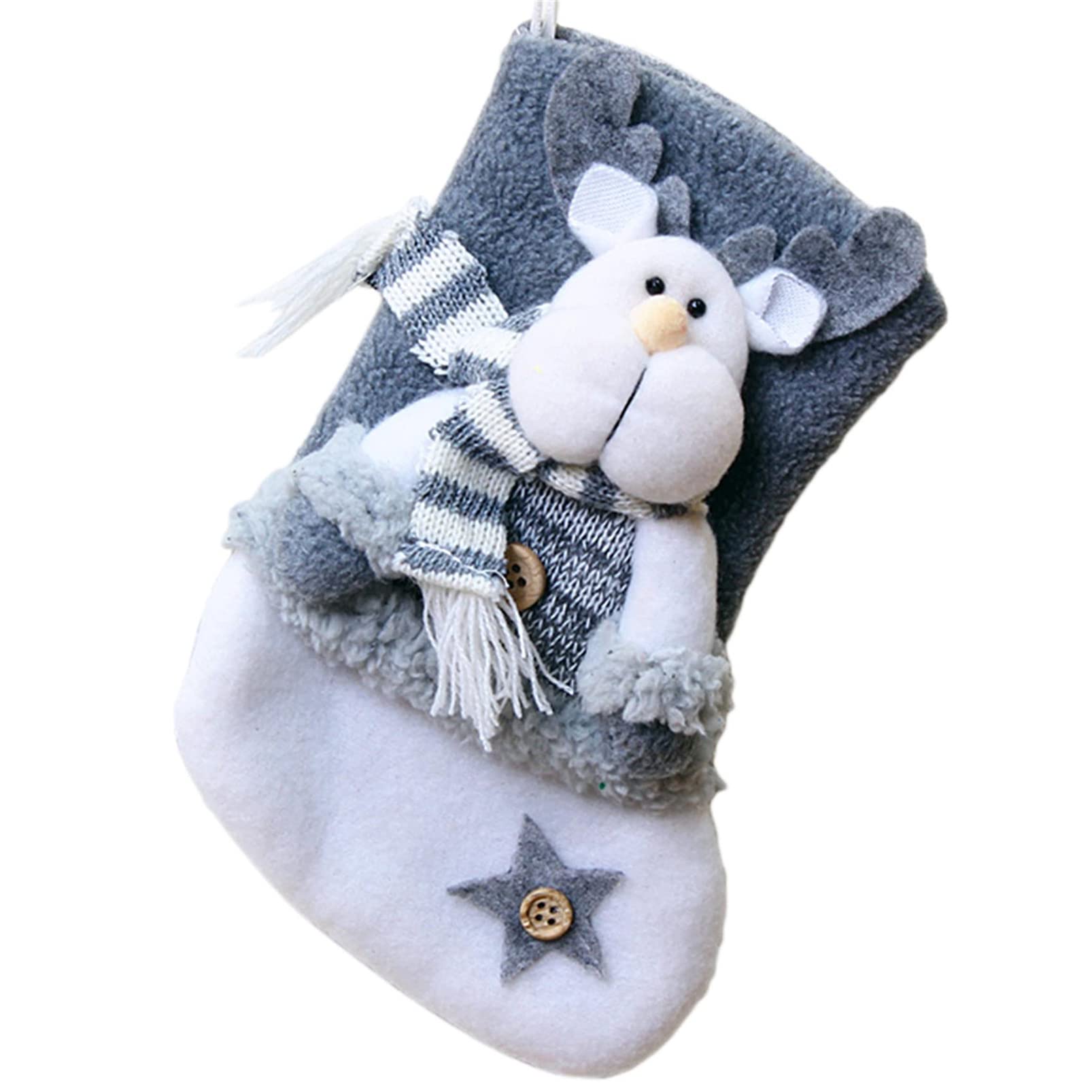 DAIHUIPlush Christmas Socks Santa Snowman Elk Hanging Xmas Stockings Candy Bag for Holiday Party Decorations (Style 3)