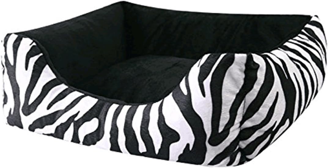Hollypet Large Pet Soft Washable Cover Zippered Mediem Bed Pet Kennel Nest Pet Cute House Cushion Sofa Mat Easy Removable, Zebra Stripes