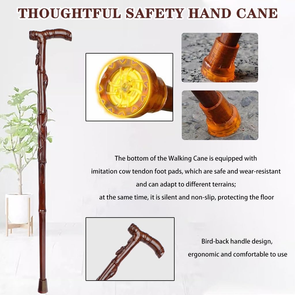 Bastone da Passeggio Stampelle Creativo con Design di Intaglio delle Radici, Bastone da Passeggio Leggero per Anziani, Bastone da Trekking A Forma di bambù(75cm(Use Height 143-144cm))