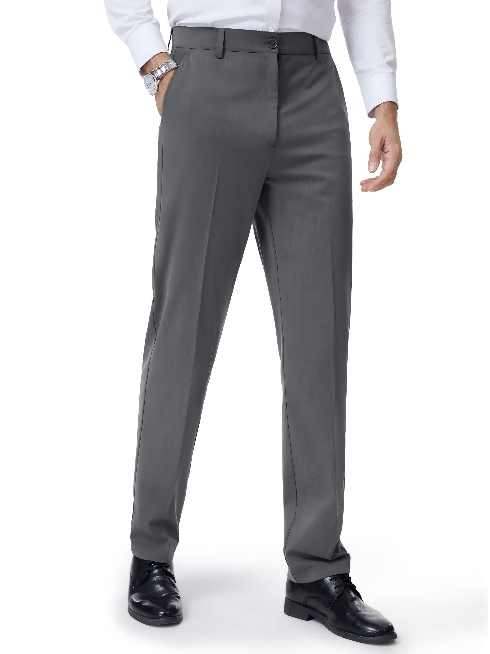 Tall Men 34 36 38 Inseam Dress Pants Classic Fit Straight Leg Business Casual Slacks Formal Office Work