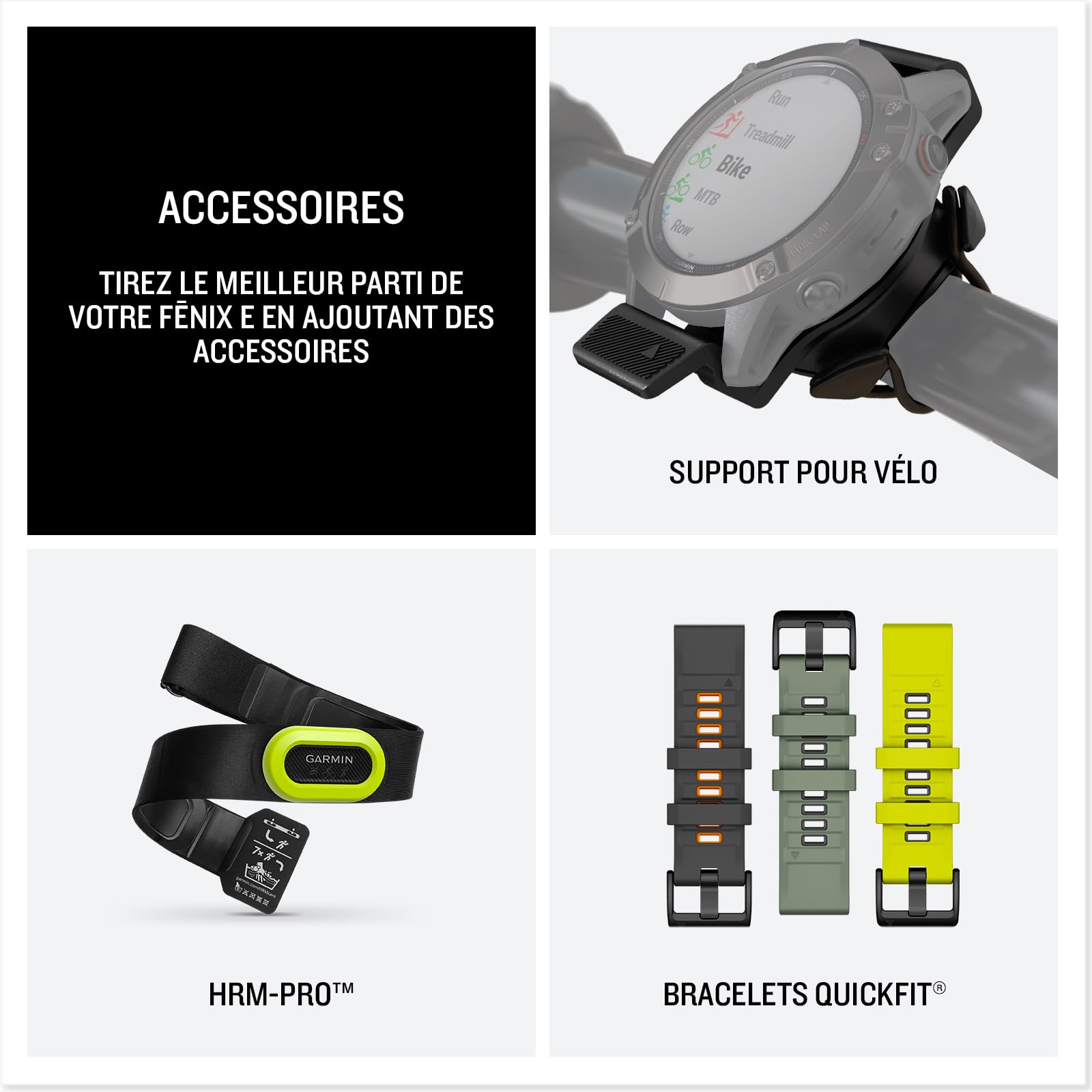 Garmin fēnix® E - Montre GPS Multisports AMOLED – Acier Gray avec Bracelet Noir