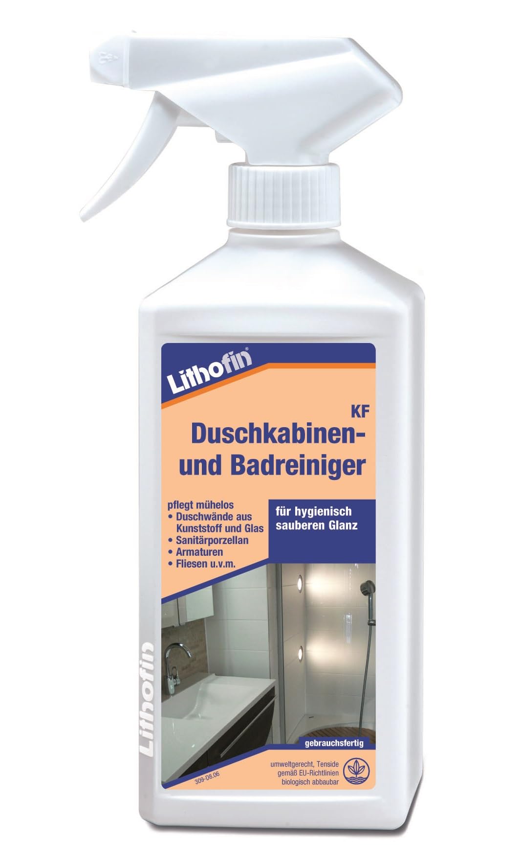 Lithofin KF środek do czyszczenia kabin prysznicowych i łazienkowych do wszystkich okładzin ceramicznych, 500 ml