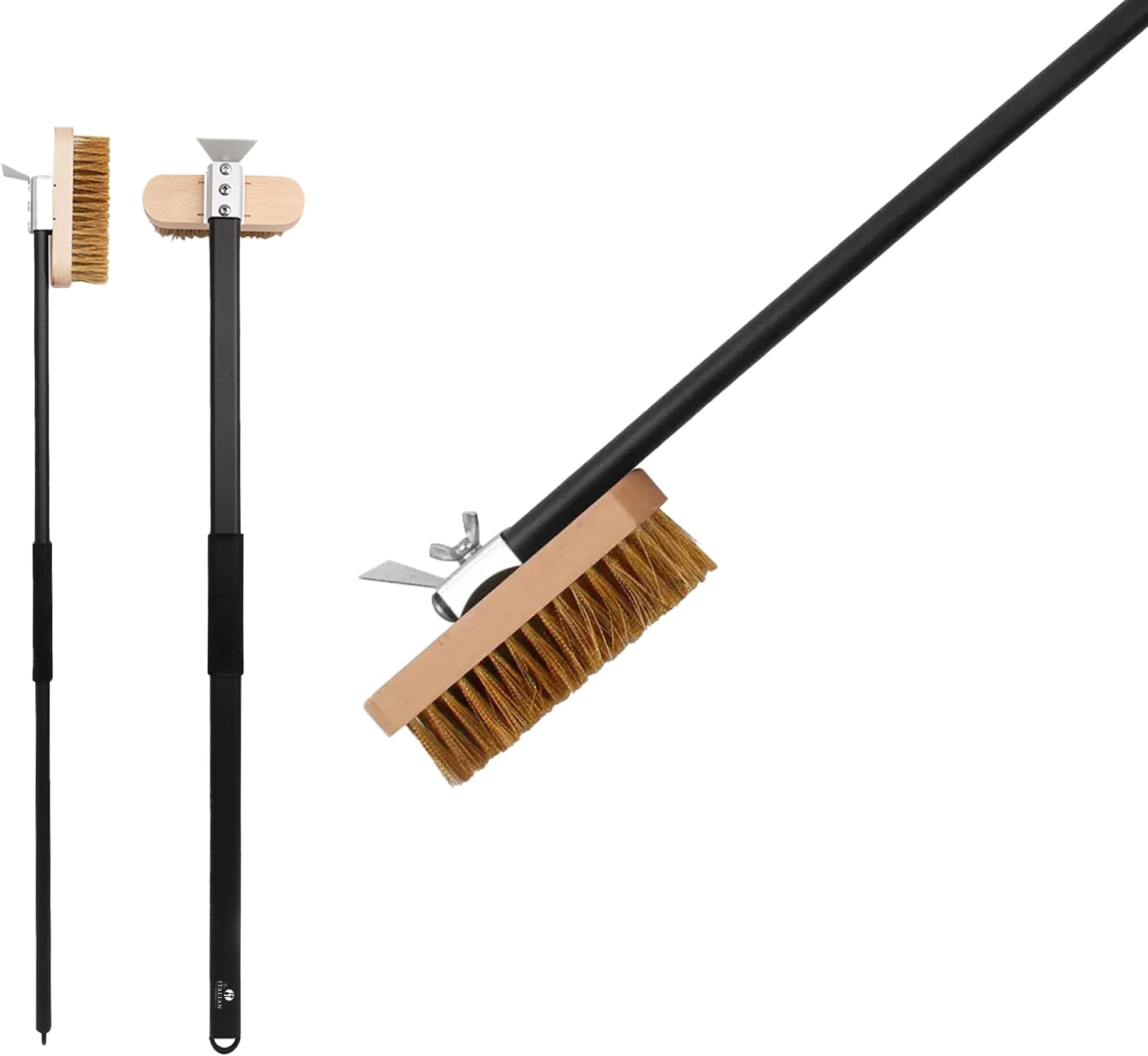 TrueCraftware10 Pizza Oven Brush with Scraper Black Metal