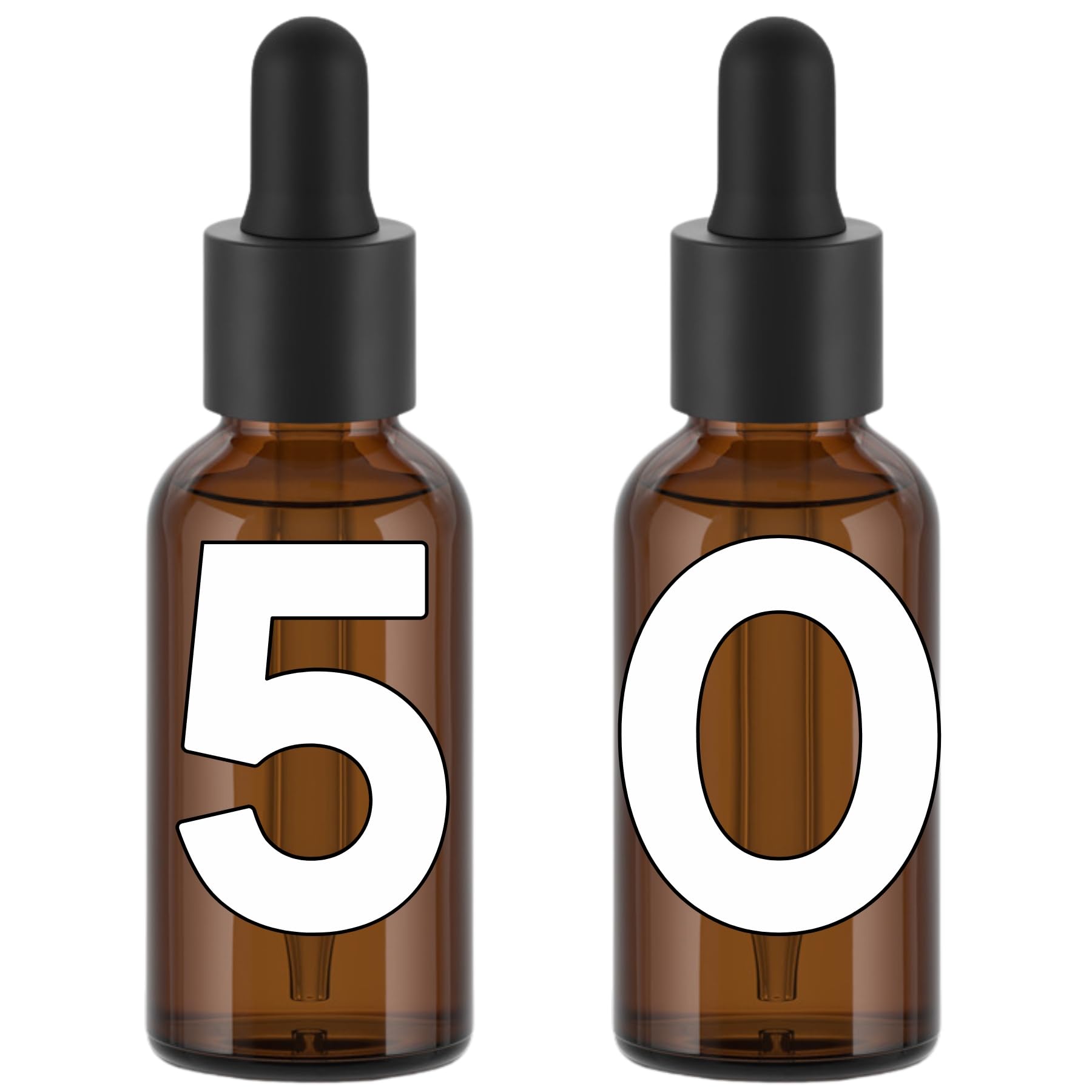 Confezione da 50 flaconi da 50 ml con pipetta – Flaconi contagocce in vetro per olio essenziale, laboratorio, aromaterapia profumo, massaggio, cosmetici, viaggi