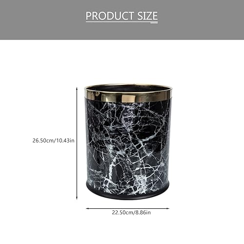 Miniatura 2 de Cabilock Decoración de oficina, decoración de oficina, papelera con patrón de mármol, redondo, abierto, con textura de mármol, papelera, cesta de